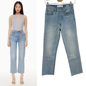 Aritzia‎ Denim Forum The Arlo High Rise Straight Jeans Medium Wash Blue Size 25